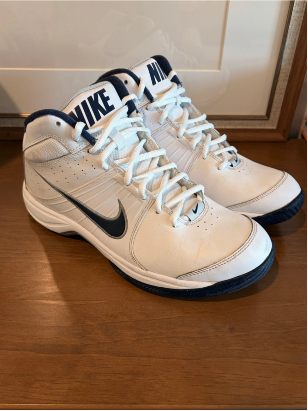 Nike Men’s The Overplay VI Basketball Shoes White Navy Size 8